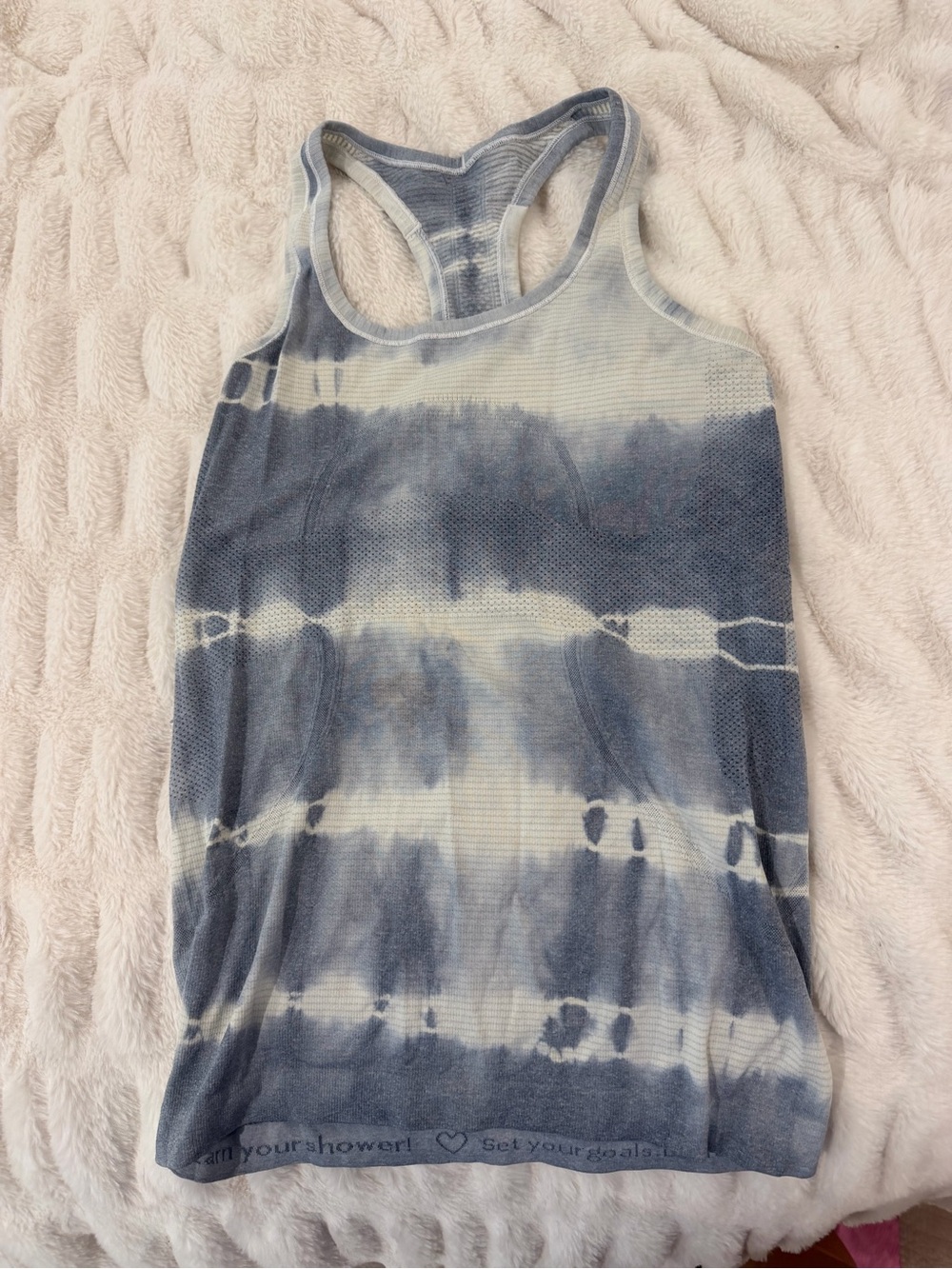 lululemon athletica Blue and White Tie-Dye Racerback Tank